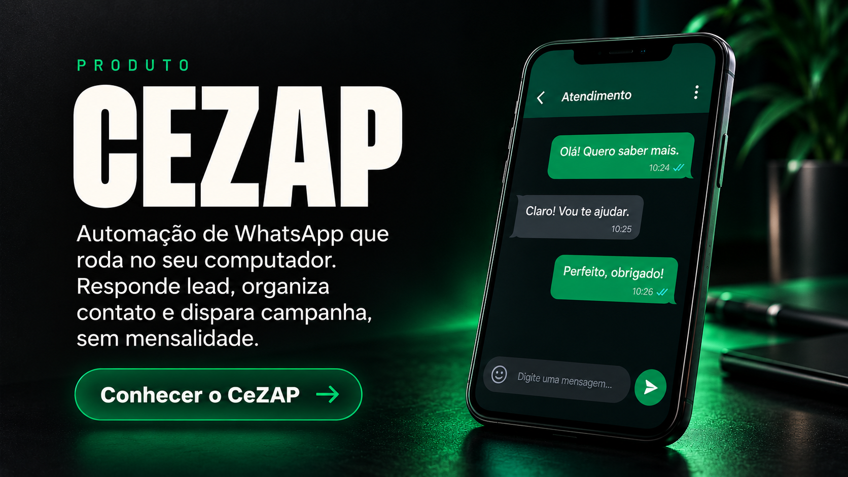 CeZAP: automação de WhatsApp que roda no seu computador, sem mensalidade