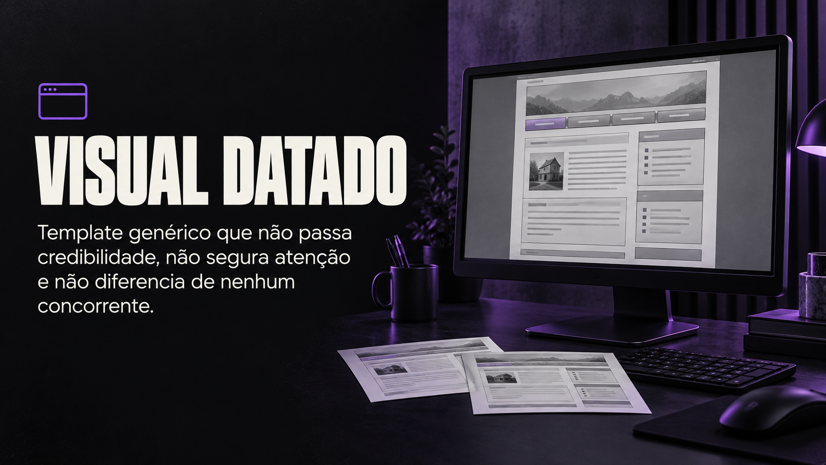 Visual datado: template genérico que não passa credibilidade nem diferencia de concorrente