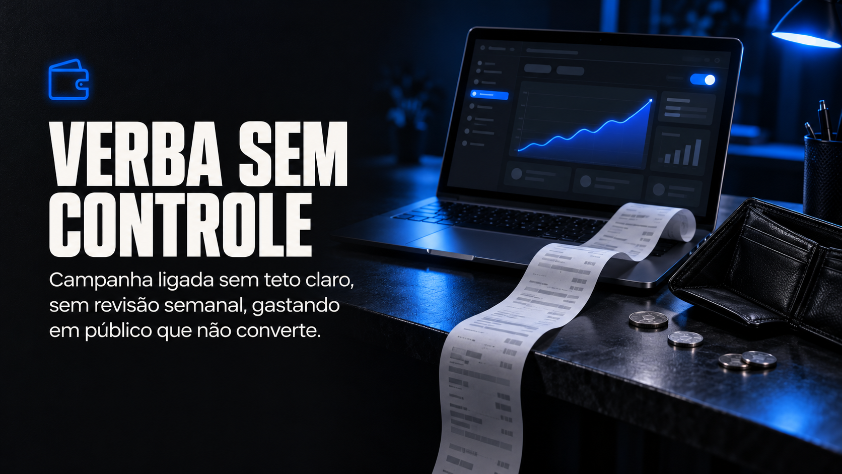 Verba sem controle: campanha ligada sem teto claro, sem revisão semanal, gastando em público que não converte